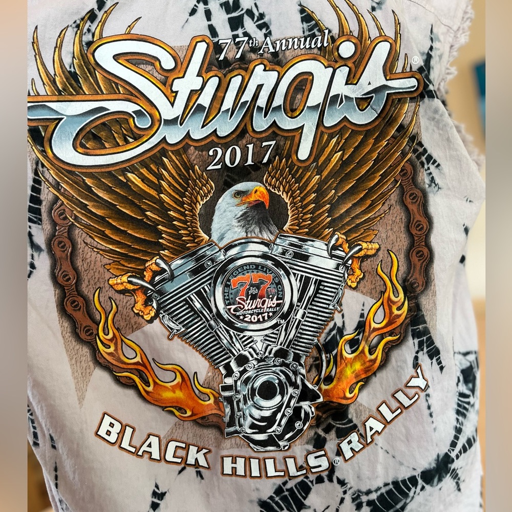 2017 STURGIS MOTORCYCLE RALLY BUTTON DOWN SLEEVELESS SHIRT - Picture 2 of 8